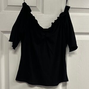 Chic Black Off-Shoulder Women's Blouse